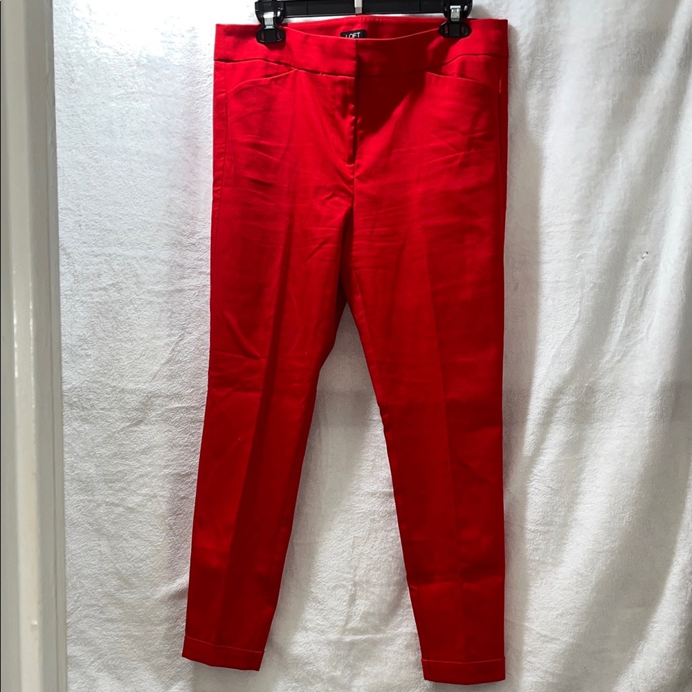LOFT Red Slim Ankle Pants